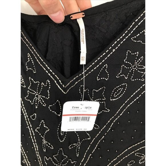 Free People Black Beaded Make A Move Mini Slip Dress XS NWT $128 - Picture 5 of 7